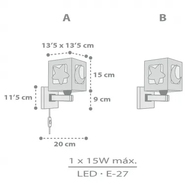 Dećija zidna lampa Moon light siva DALBER