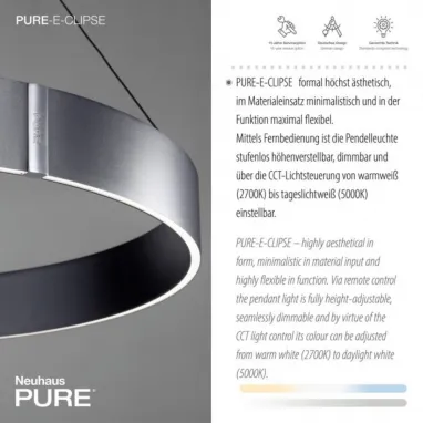 LED luster PURE-E-CLIPSE crni PAUL NEUHAUS