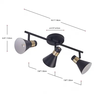 Spot svetiljka 3xE14 crna sa mesinganim detaljima ELSTEAD